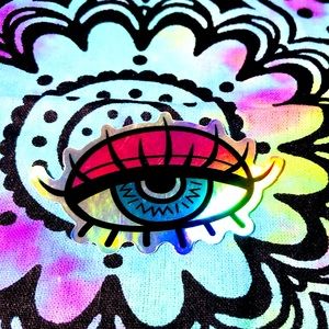 Eye Metallic Prismatic Reflective Single Decor Sticker